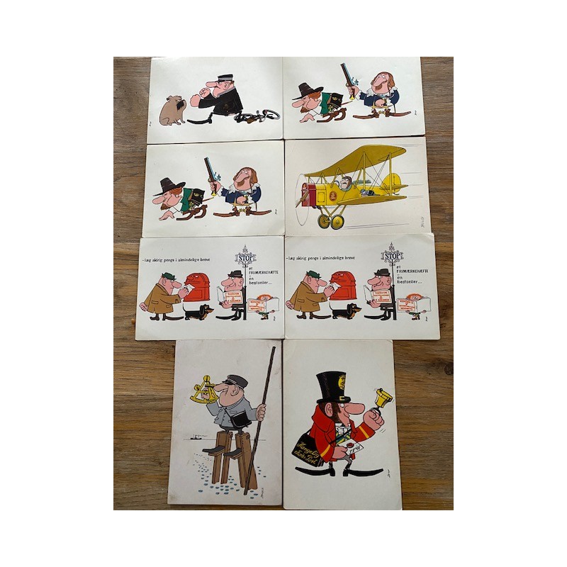 8 stk gamle postkort