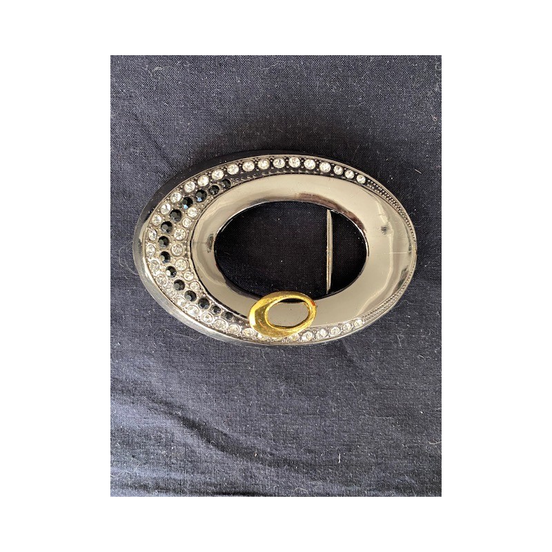 Bæltespænde m. hvide og sorte krystaller