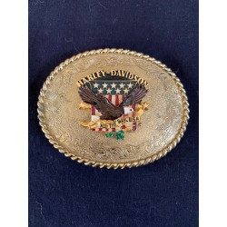 Bæltespænde Harley Davidson m. flag og Ørn