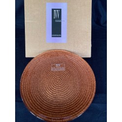 Tallerken IVV, kobberfarvet glas